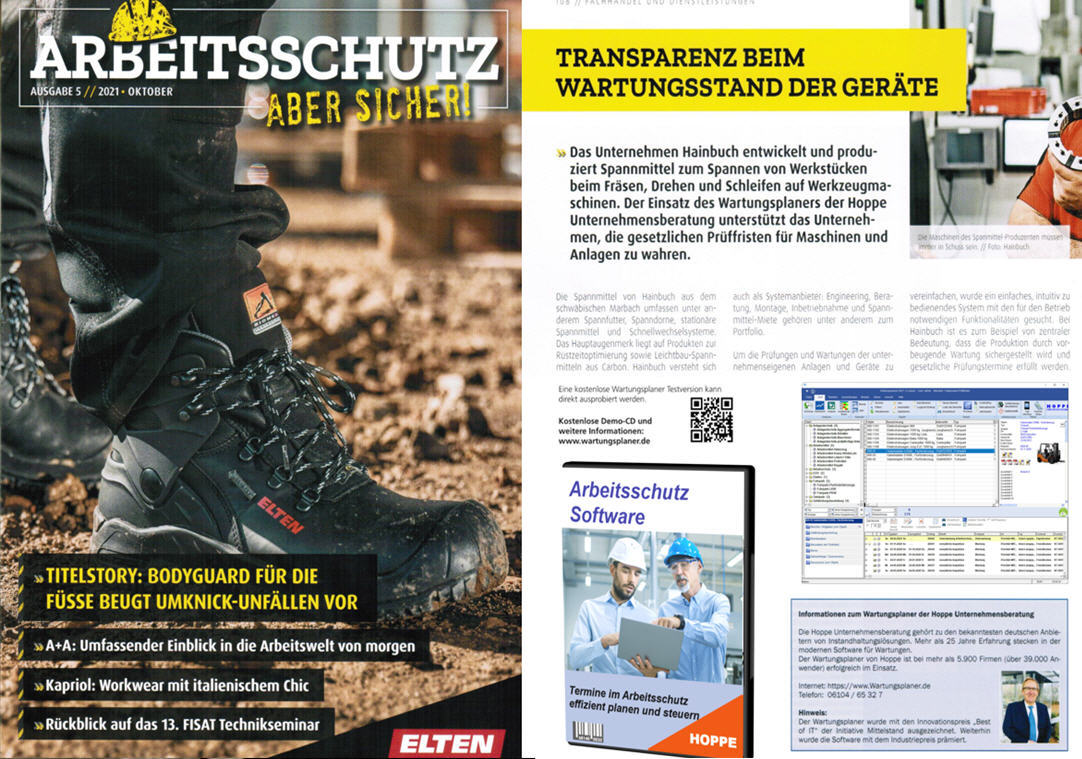 Arbeitsschutz aber Sicher/ 06-21 S-Zwei Verlag GmbH Transparenz beim Wartungsbestand der Gerte