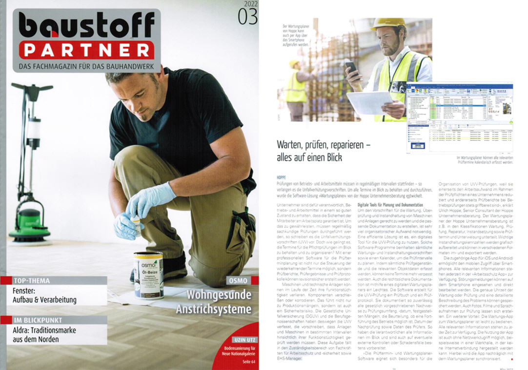Baustoff Partner Das Fachmagazin fr das Bauhandwerk / 03-22 SBM Verag GmbH, Warten, prfen, reparieren - alles auf einem Blick