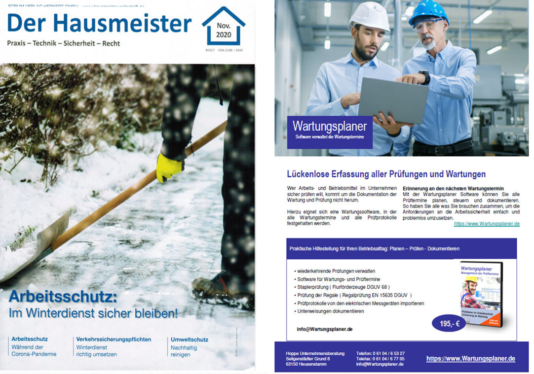Der Hausmeister November/20 Forum Verlag Herkert - Lckenlose Erfassung aller Prfungen und Wartungen