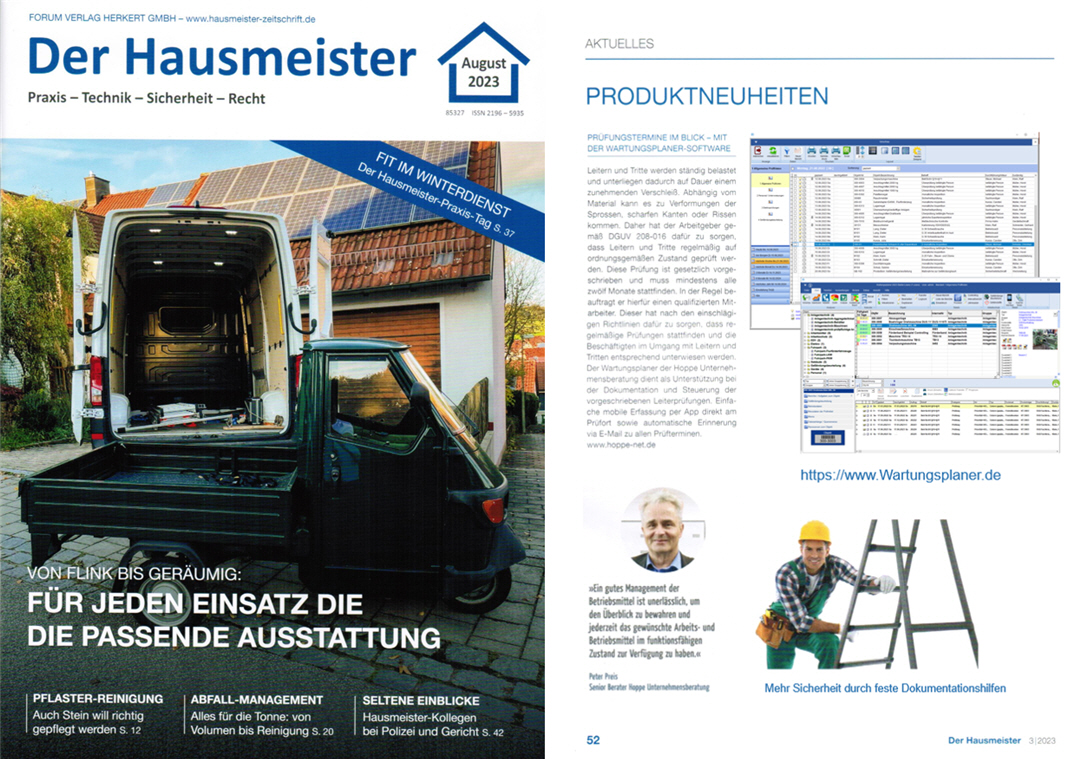 Der Hausmeister - Aug/23 - Forum-Herkert Verlag. Prf- und Wartungsplaner