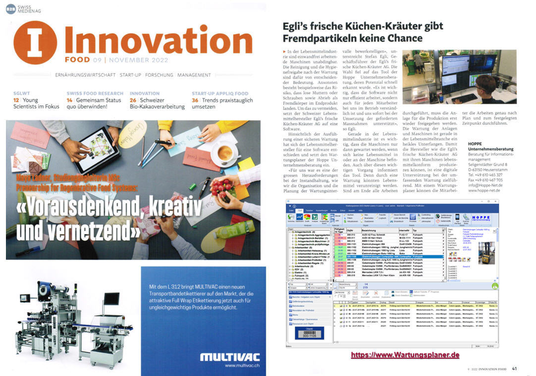 innovation-food/ 11-22 B2B Swiss Medien AG Egli's frische Kchenkruter AG gibt Fremdpartikeln keine Chance
