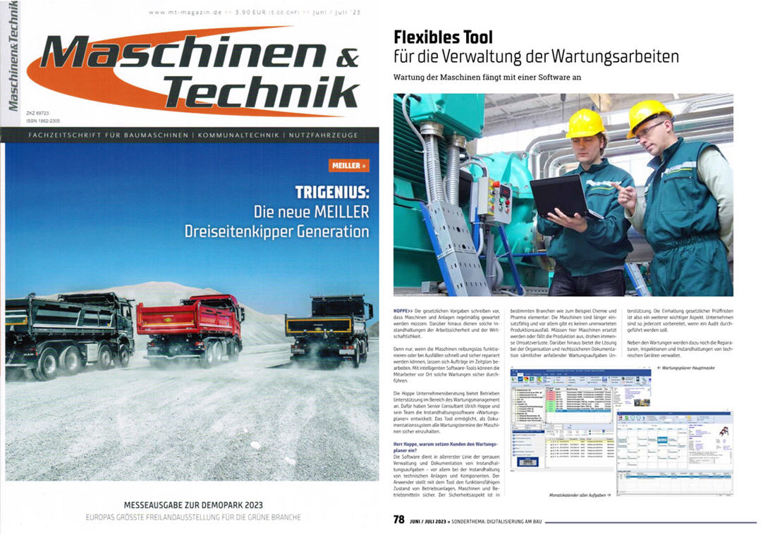 Maschinen & Technik Juni/23. M&T Verlags OHG - Flexibles Tool fr die Verwaltung der Wartungsarbeiten