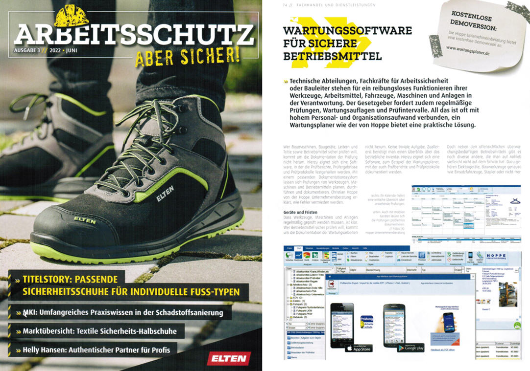 Arbeitsschutz aber Sicher/ 06-22 S-Zwei Verlag GmbH Wartungssoftware für sichere Betriebsmittel