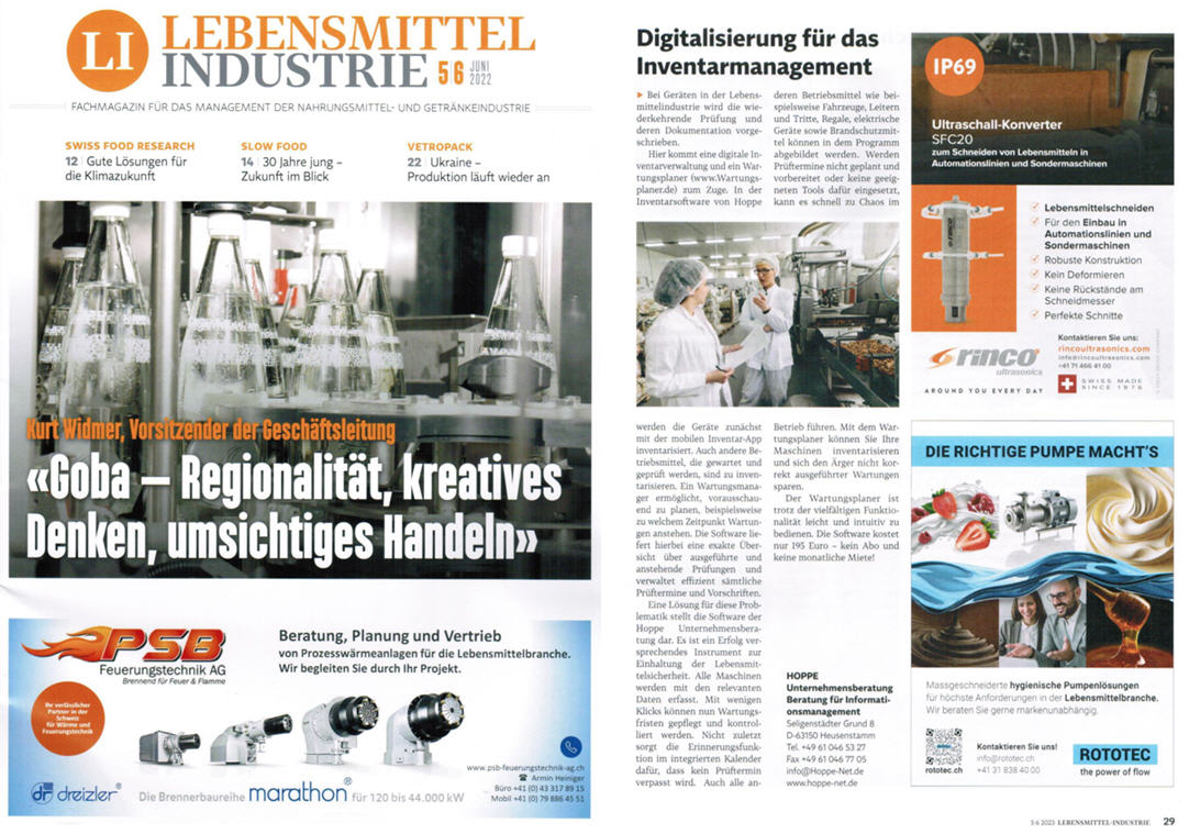 Lebensmittel-Industrie 06-2023 B2B Swiss Medien AG Digitalisierung fr das Inventarmanagement