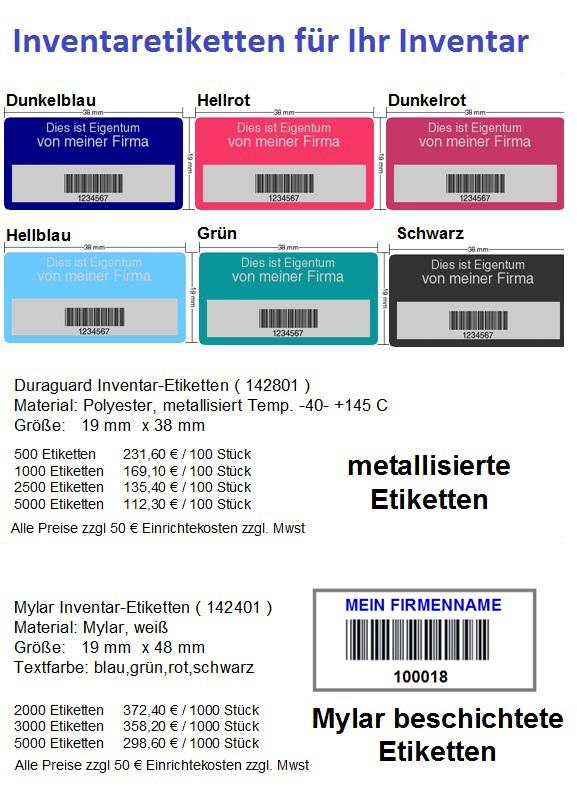 Inventaretiketten Metallisiert - Setzen Sie auf die bewährte Eigentumskennzeichnung