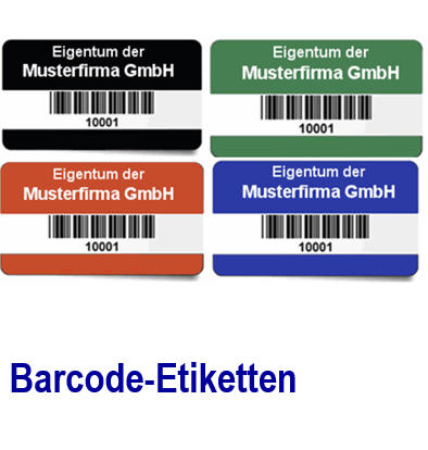 Etiketten fr Ihr Firmeneigentum - beschriftbar, nummeriert, Wunschtex