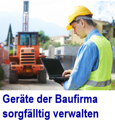 Inventarverwaltung fr die Baufirma, Bauunternehmer, Baugesellschaft