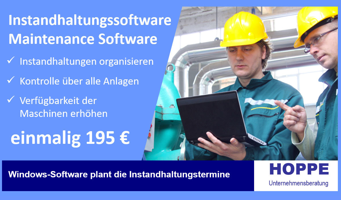 Datenbank mit Instandhaltungssoftware. Instandhaltungsmanagement Lsung fr mittelstndische Unternehmen