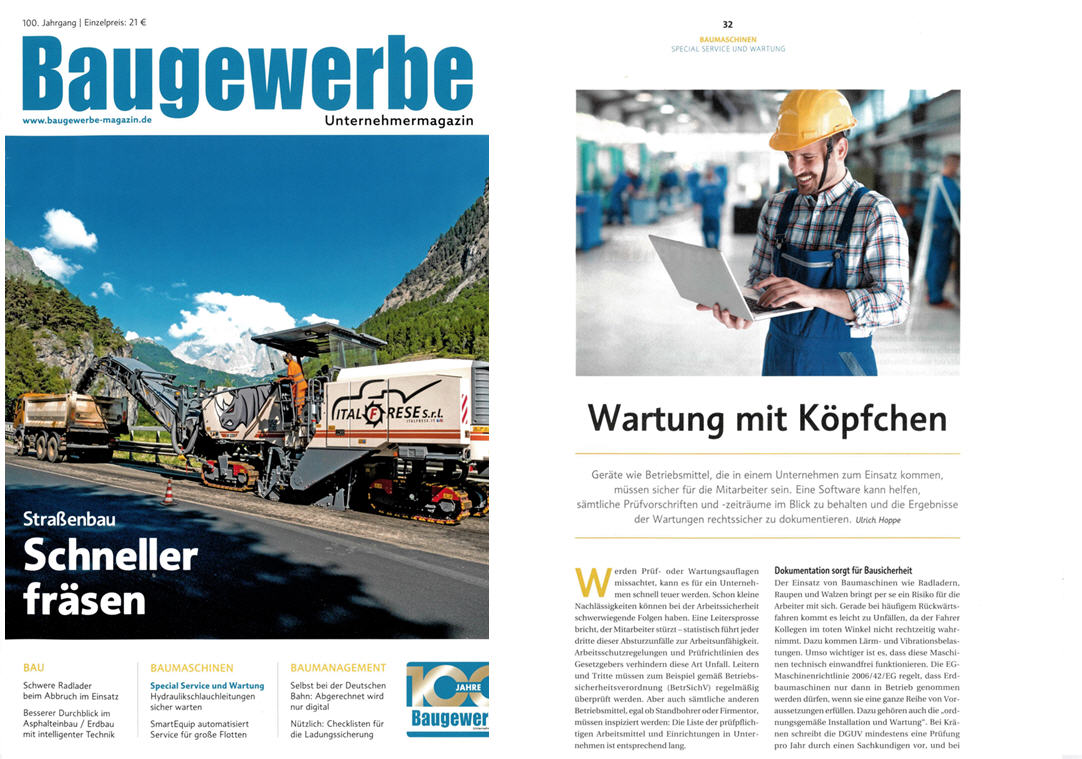 Baugewerbe Magazin - Wartung mit Kpfchen