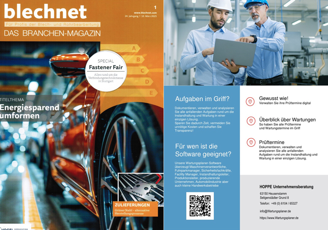Blechnet Vogel Communication Group Mrz/25 Wartungsplaner hat die Wartungstermine im Griff