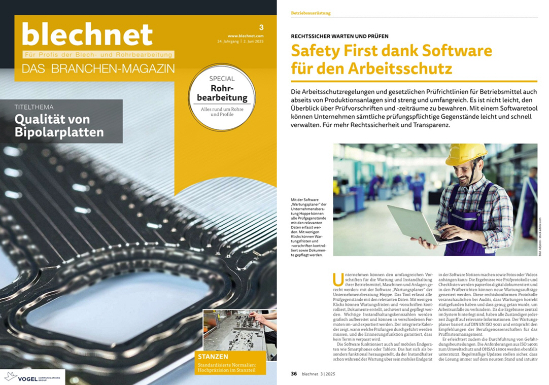 Blechnet Vogel Communication Group Juni/25 Safety First dank Watungsplaner Software fr den Arbeitsschutz