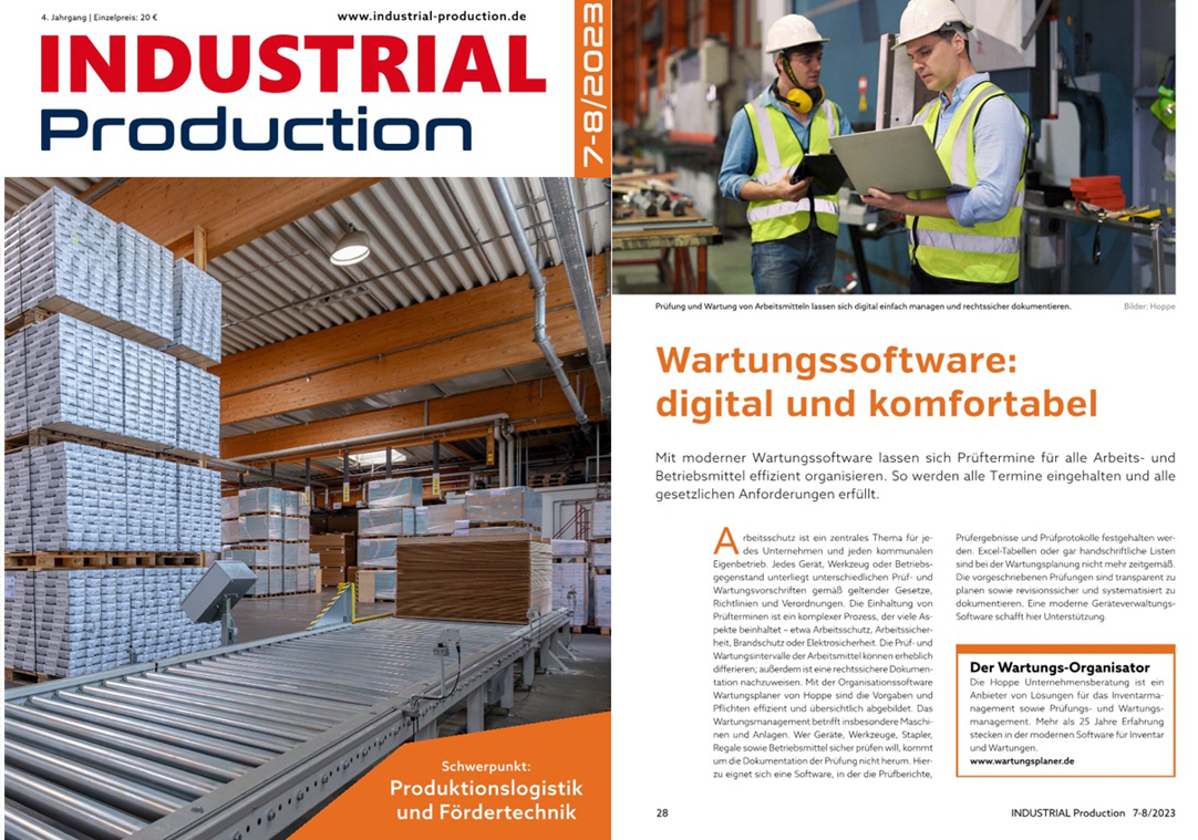 Industrial Production WEKA BUSINESS MEDIEN GmbH  - Wartungssoftware: digital und komfortabel - Der Wartungs-Organisator
