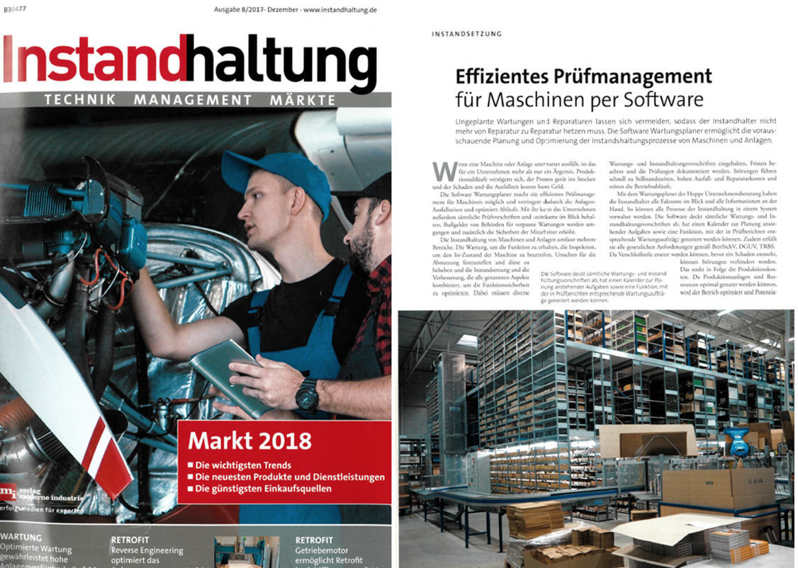 Instandhaltung 2017 12 Fachartikel Effizientes Prfmanagement fr Maschine per Software