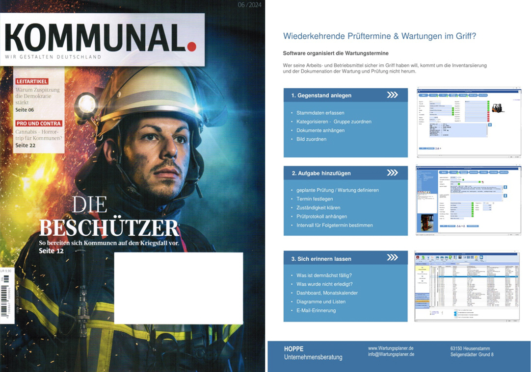 Kommunal Juni/24 -  Verlag. Prftermine & Wartungstermine digital verwalten