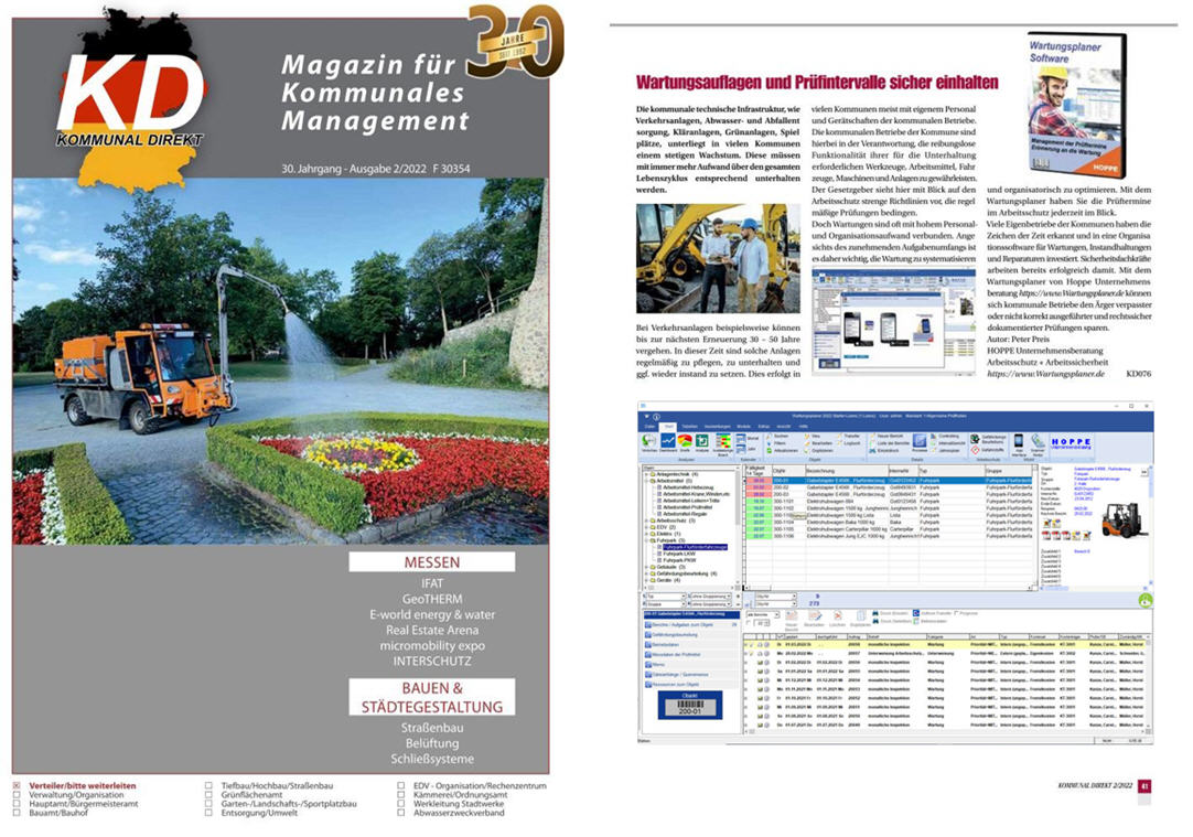 KOMMUNAL DIREKT/ 05-22 B2B Verlagsgruppe Macke GmbH,  Wartungsauflagen und Prfintervalle sicher einhalten