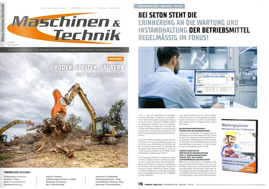 Maschinen & Technik Feb-Mrz/21 - Bei Brady GmbH SETON Division www.seton.de steht die Erinnerung an die Wartung und Instandhaltung der Betriebsmittel regelmig im Fokus!