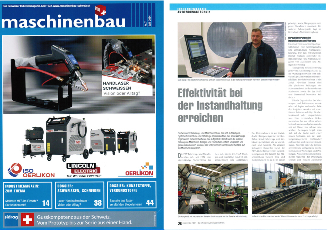 Maschinenbau Schweiz.ch Olympia Verlag Effektivitt bei der Instandhaltung erreichen